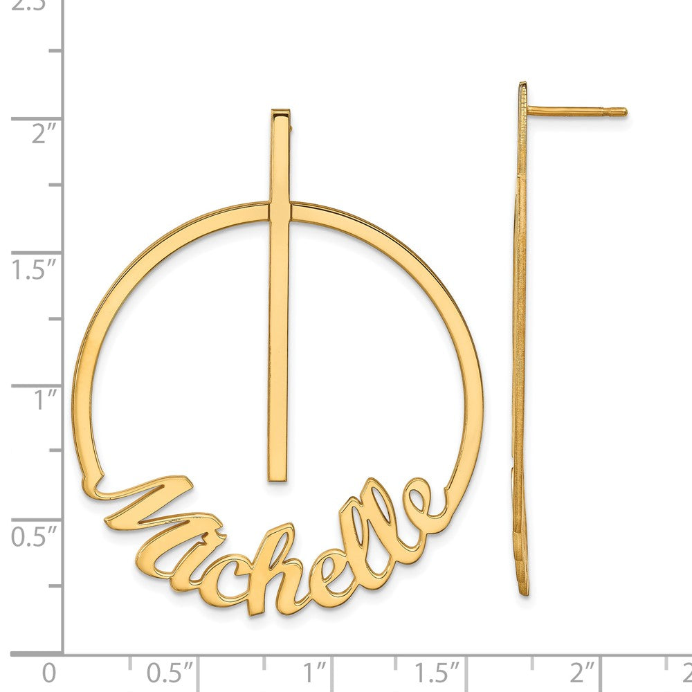 Vergoldet Sterlingsilber /gold Kreis Groß Name Ohrstecker