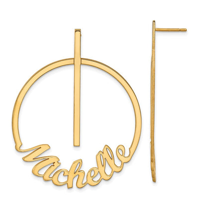 Vergoldet Sterlingsilber /gold Kreis Groß Name Ohrstecker