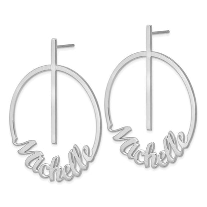 Sterlingsilber Silber/rhodiniert Kreis Groß Name Ohrstecker