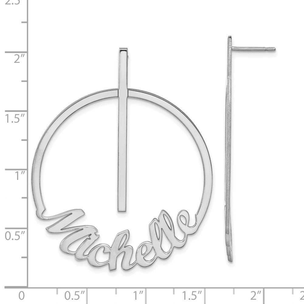 Sterlingsilber Silber/rhodiniert Kreis Groß Name Ohrstecker