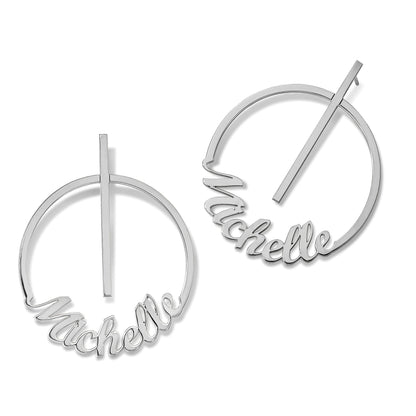 Sterlingsilber Silber/rhodiniert Kreis Groß Name Ohrstecker