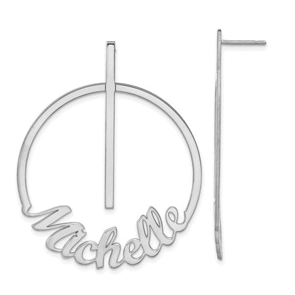 Sterlingsilber Silber/rhodiniert Kreis Groß Name Ohrstecker