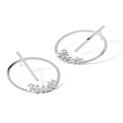 Sterlingsilber Silber/rhodiniert Kreis Groß Name Ohrstecker