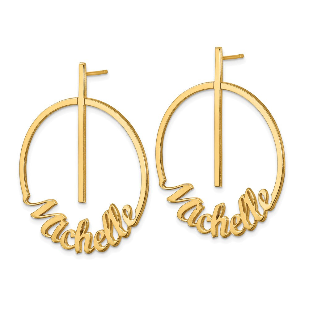 Vergoldet Sterlingsilber /gold Klein Kreis Name Ohrstecker