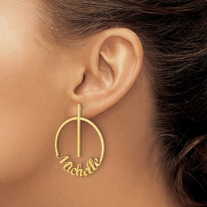 Vergoldet Sterlingsilber /gold Klein Kreis Name Ohrstecker
