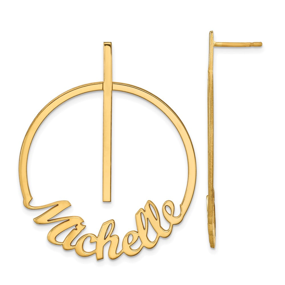 Vergoldet Sterlingsilber /gold Klein Kreis Name Ohrstecker
