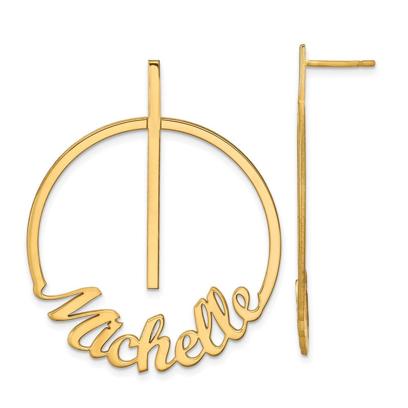 Vergoldet Sterlingsilber /gold Klein Kreis Name Ohrstecker