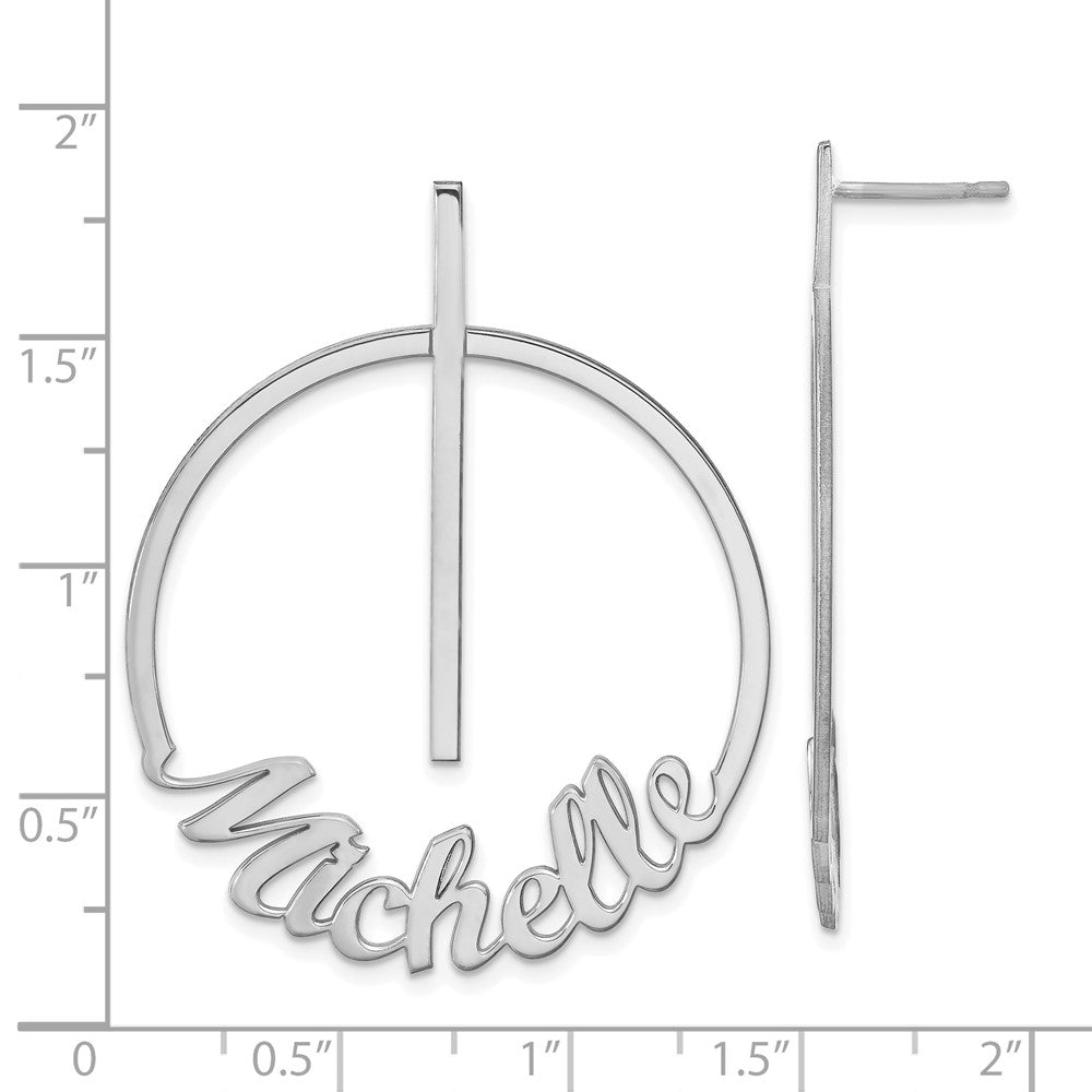 Sterlingsilber Silber/rhodiniert Klein Kreis Name Ohrstecker