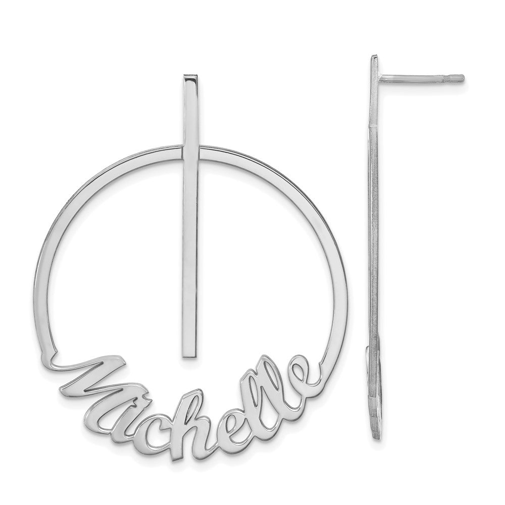 Sterlingsilber Silber/rhodiniert Klein Kreis Name Ohrstecker