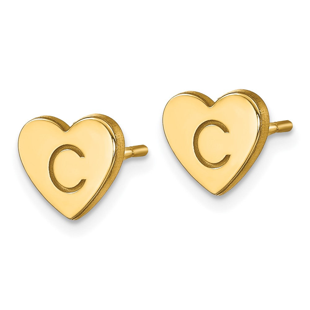 14K Gelbgold Initiale Herz Ohrstecker
