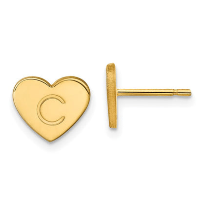 14K Gelbgold Initiale Herz Ohrstecker