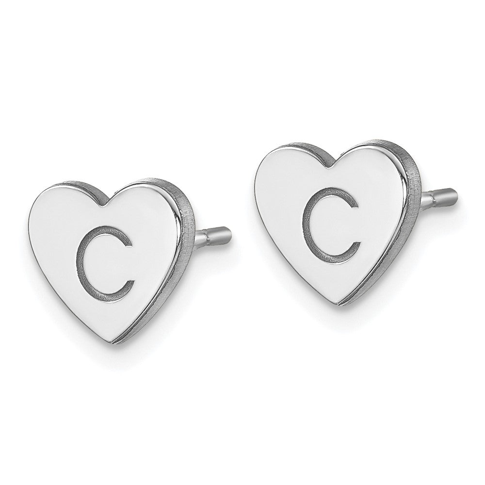 14K Weißgold Initiale Herz Ohrstecker