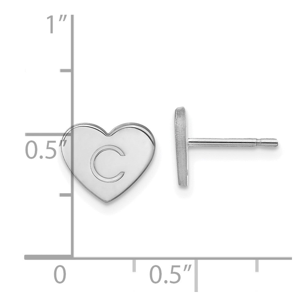 14K Weißgold Initiale Herz Ohrstecker