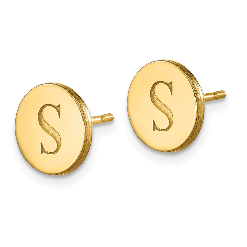 Vergoldet Sterlingsilber /gold Rund Initiale Ohrstecker