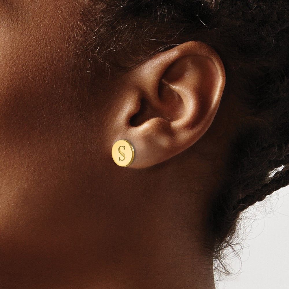 Vergoldet Sterlingsilber /gold Rund Initiale Ohrstecker