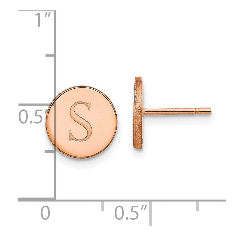 Roségoldbeschichtet Sterlingsilber /rose Rund Initiale Ohrstecker