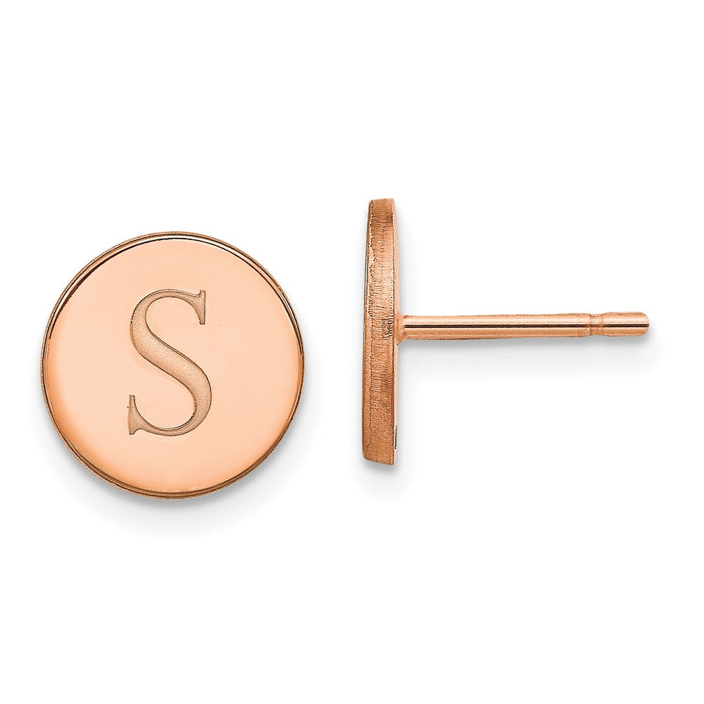 Roségoldbeschichtet Sterlingsilber /rose Rund Initiale Ohrstecker