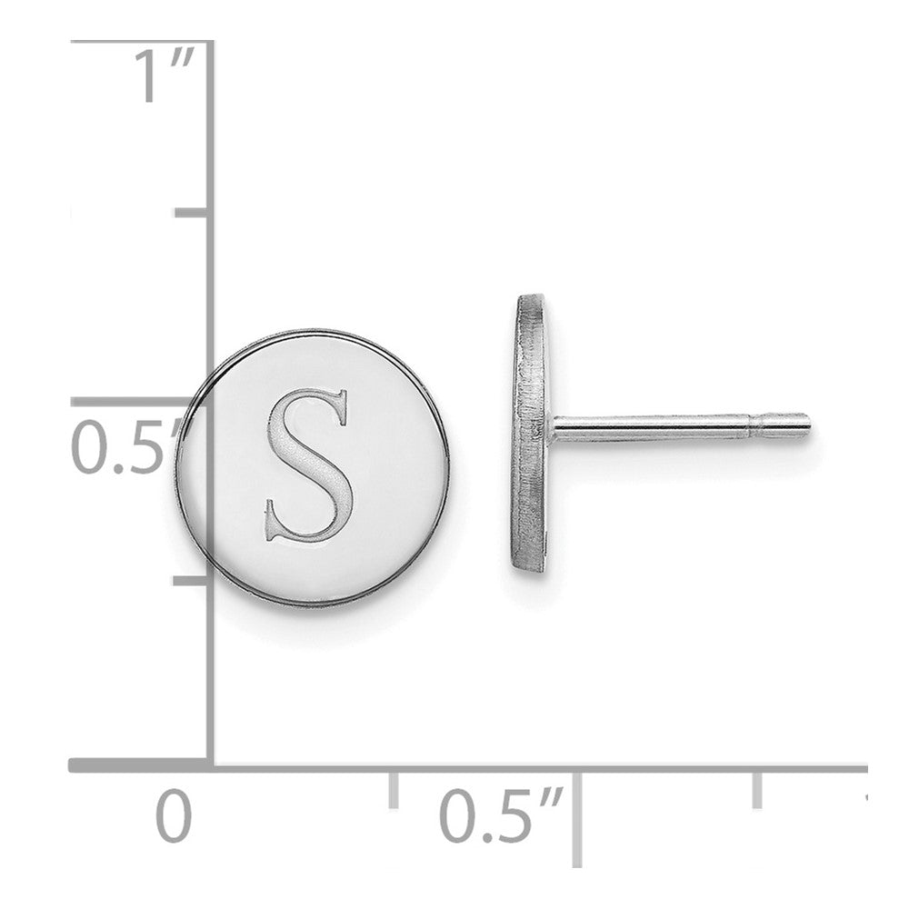 Sterlingsilber Silber/rhodiniert Rund Initiale Ohrstecker