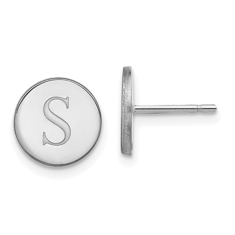 14K Weißgold Rund Initiale Ohrstecker
