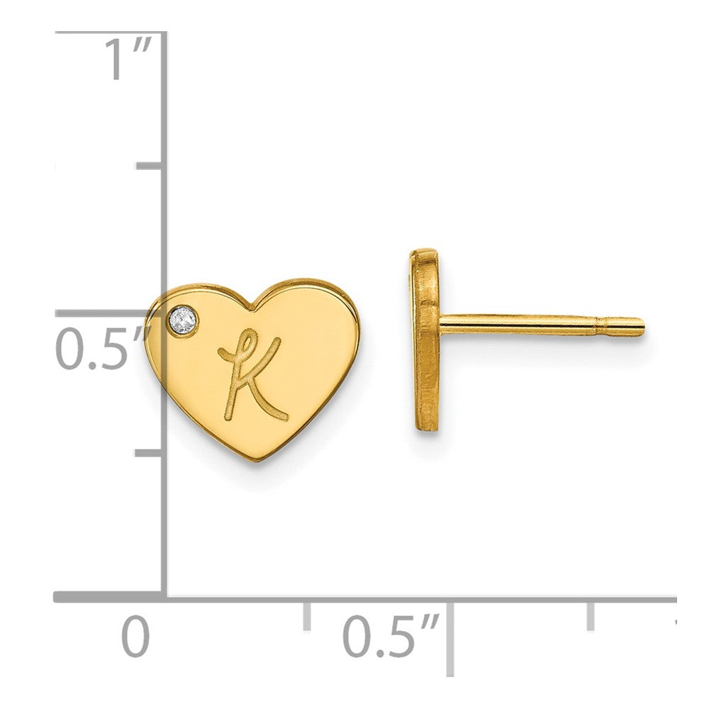 Vergoldet Sterlingsilber /gold Initiale Herz mit Diamant Ohrstecker