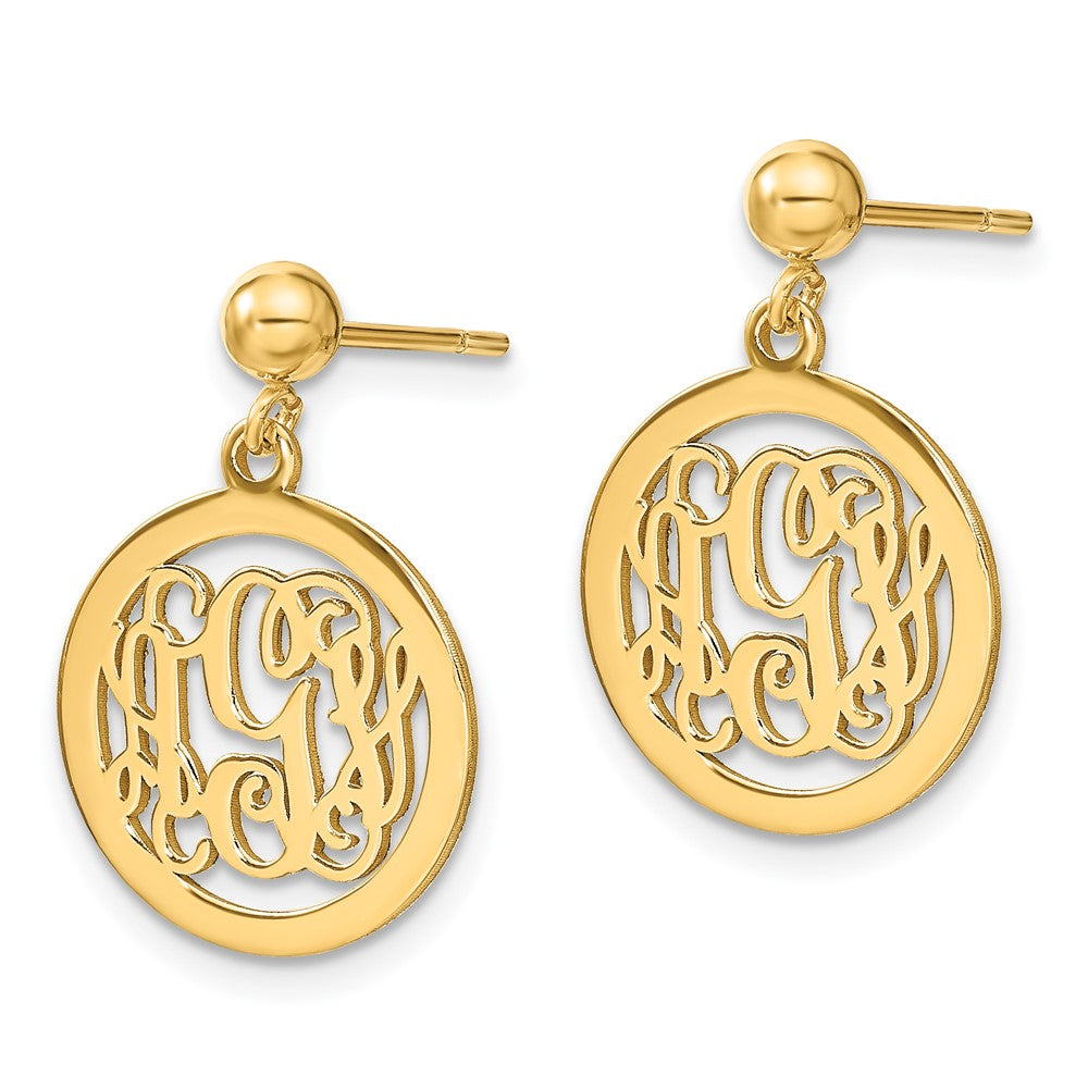 14K Gelbgold Rund Monogramm Ohrhänger