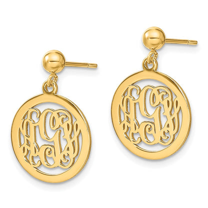 14K Gelbgold Rund Monogramm Ohrhänger