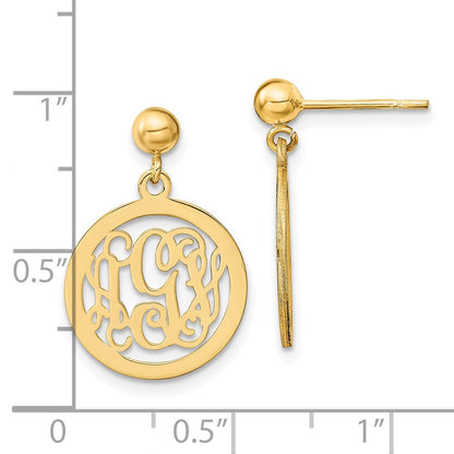 14K Gelbgold Rund Monogramm Ohrhänger