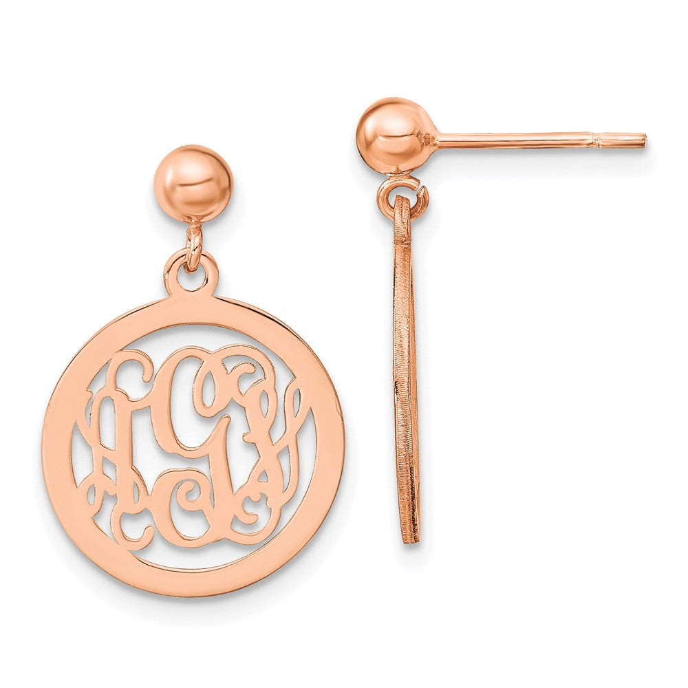Roségoldbeschichtet Sterlingsilber /rose Rund Monogramm Ohrhänger
