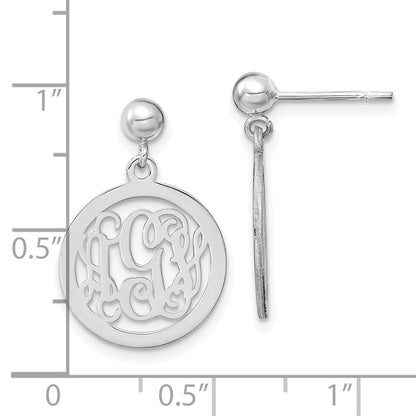 Sterlingsilber Silber/rhodiniert Rund Monogramm Ohrhänger