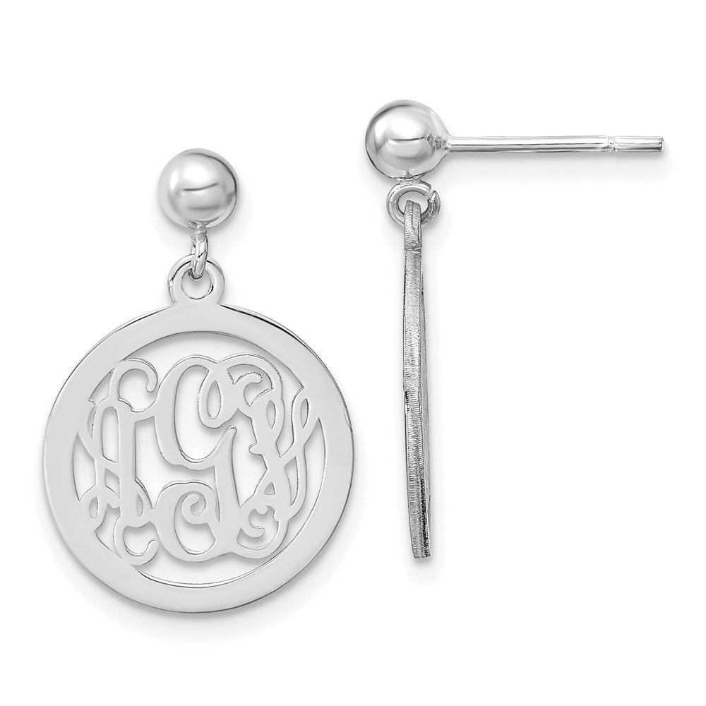 Sterlingsilber Silber/rhodiniert Rund Monogramm Ohrhänger