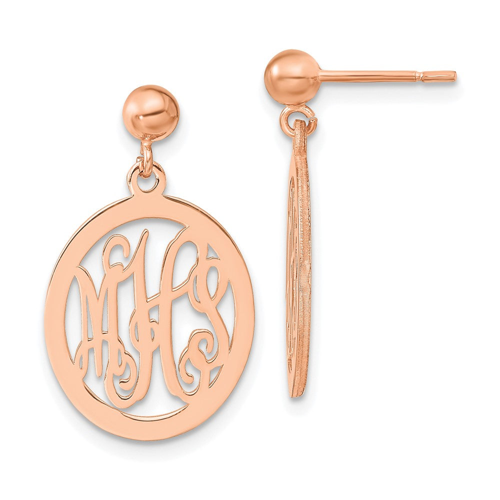 Roségoldbeschichtet Sterlingsilber /rose Monogramm Ohrhänger