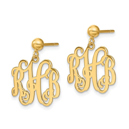 Vergoldet Sterlingsilber /gold Monogramm Ohrhänger