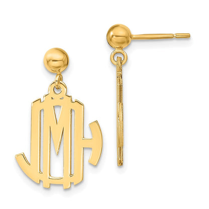 Vergoldet Sterlingsilber /gold Monogramm Ohrhänger