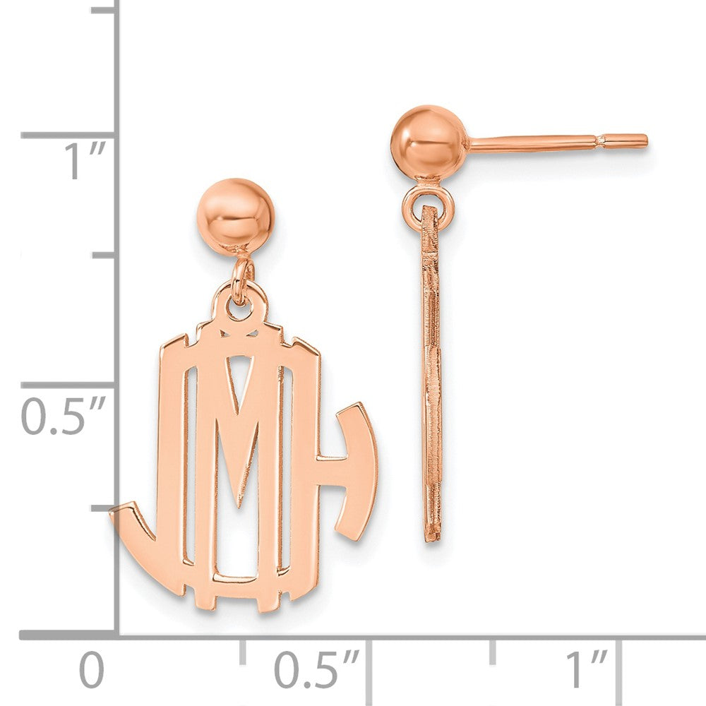 Roségoldbeschichtet Sterlingsilber /rose Monogramm Ohrhänger