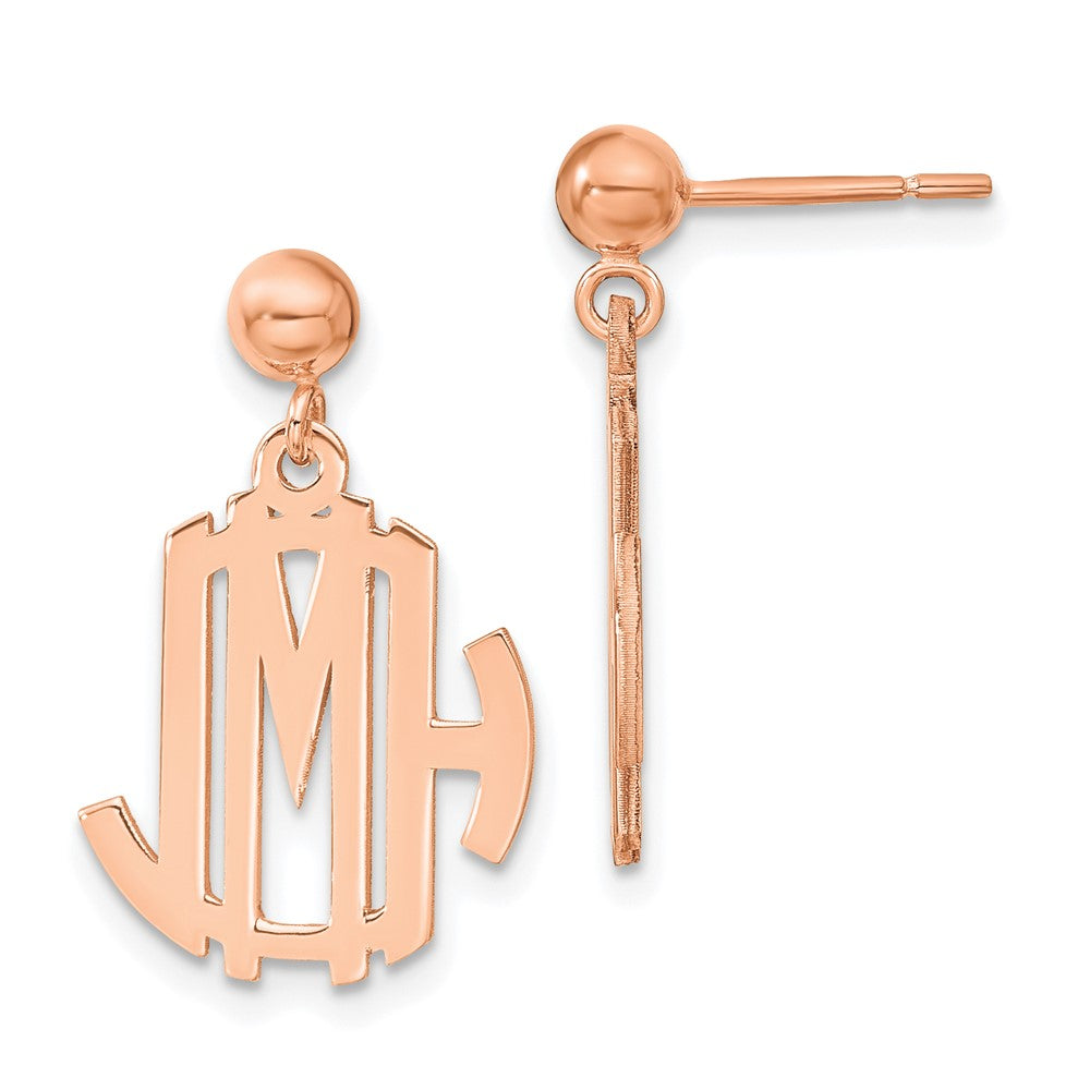 Roségoldbeschichtet Sterlingsilber /rose Monogramm Ohrhänger