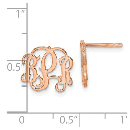 Roségoldbeschichtet Sterlingsilber /rose Monogramm Ohrstecker