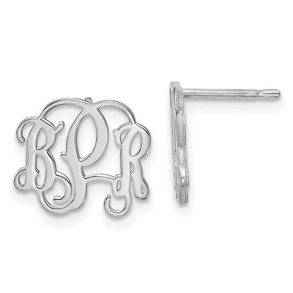 14K Weißgold Monogramm Ohrstecker