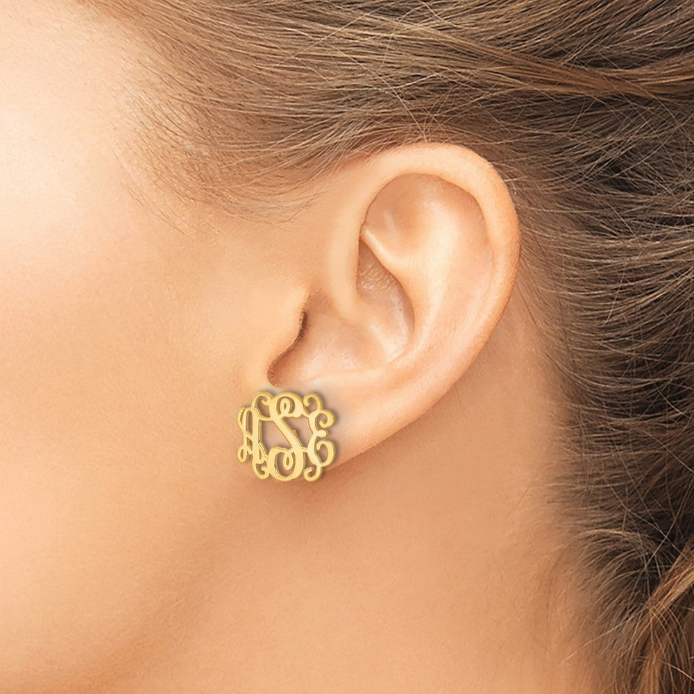 14K Gelbgold Monogramm Ohrstecker