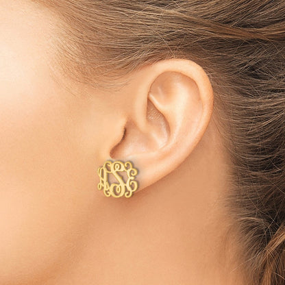 14K Gelbgold Monogramm Ohrstecker