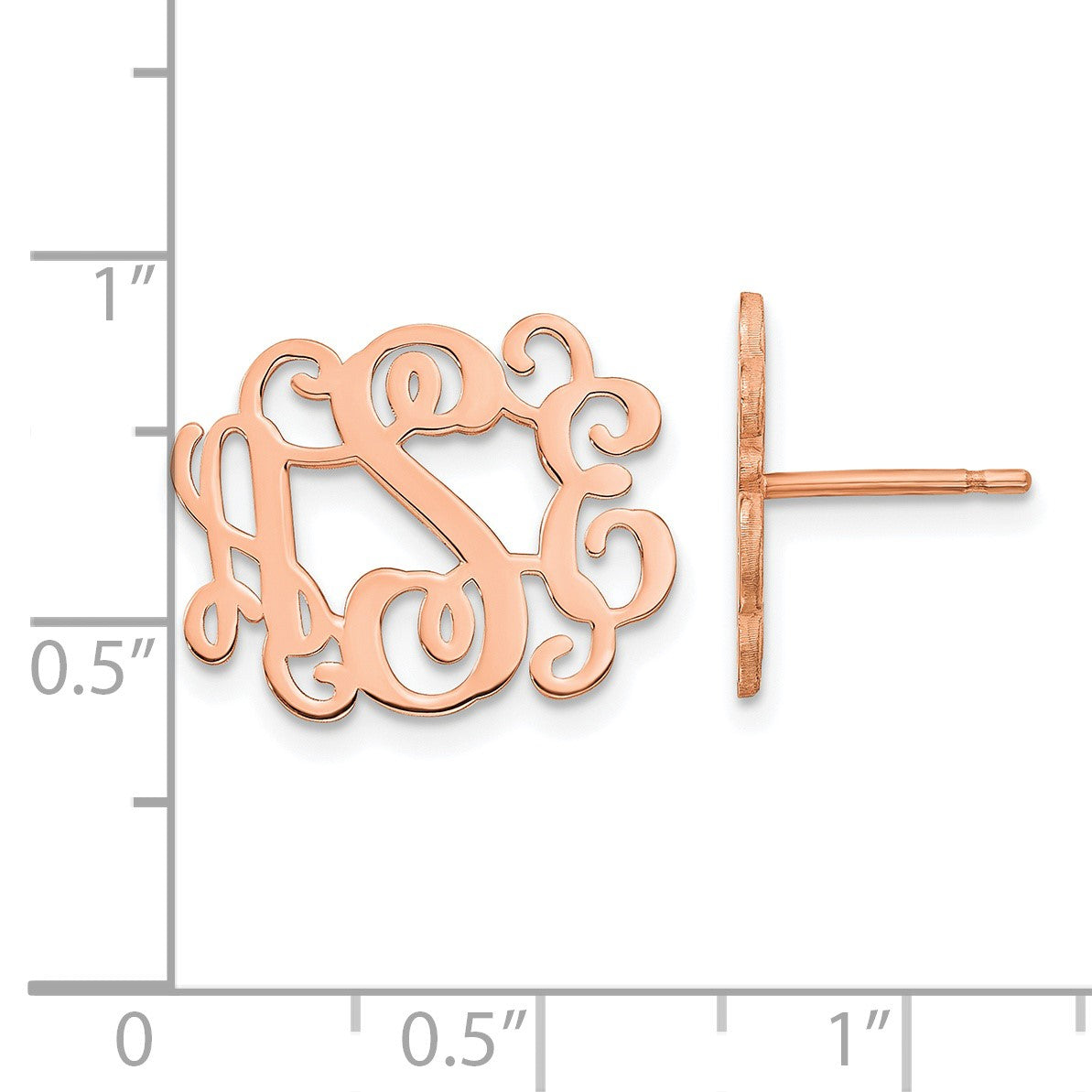Roségoldbeschichtet Sterlingsilber /rose Monogramm Ohrstecker