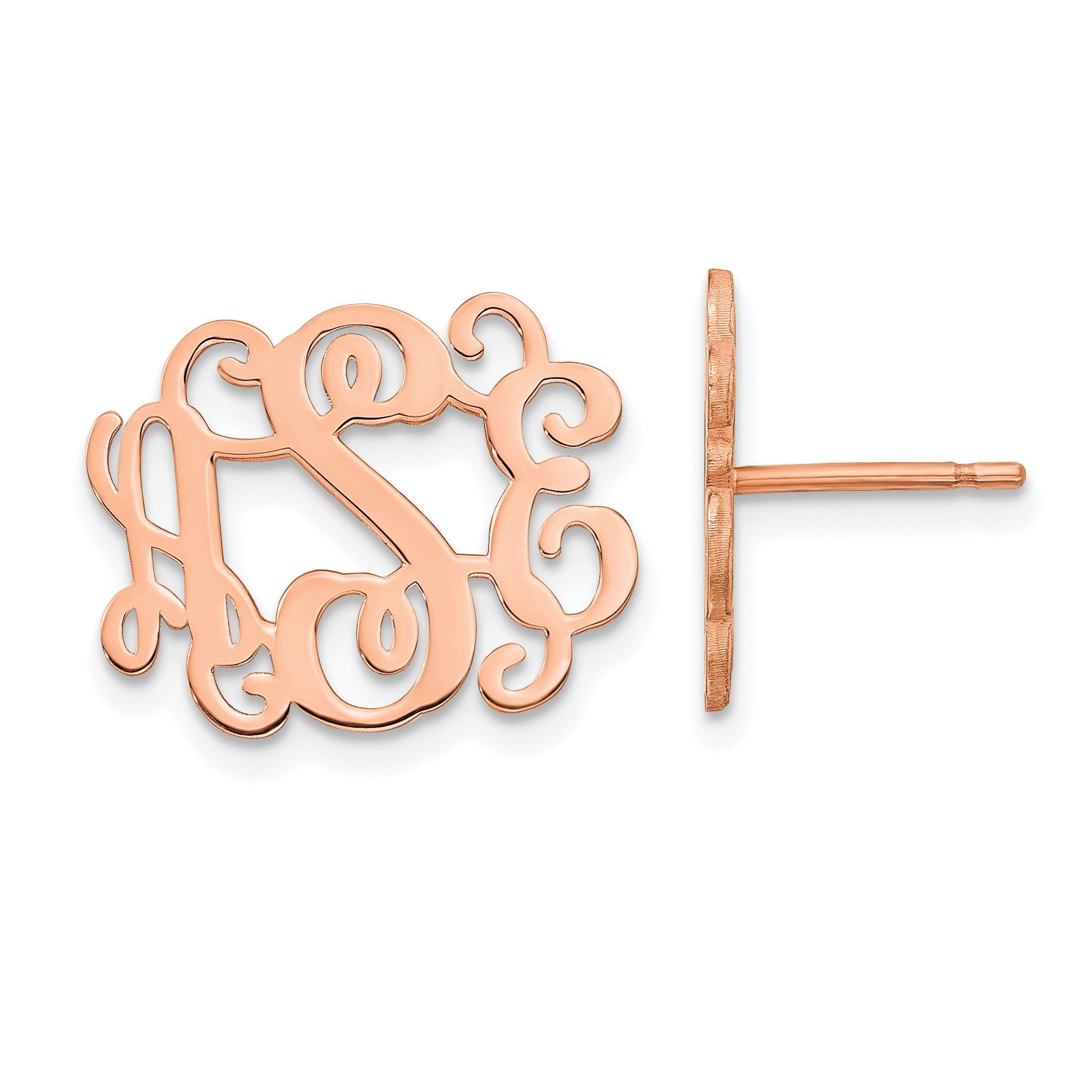 Roségoldbeschichtet Sterlingsilber /rose Monogramm Ohrstecker