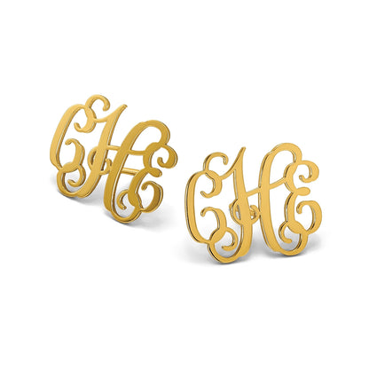 14K Gelbgold Monogramm Ohrstecker