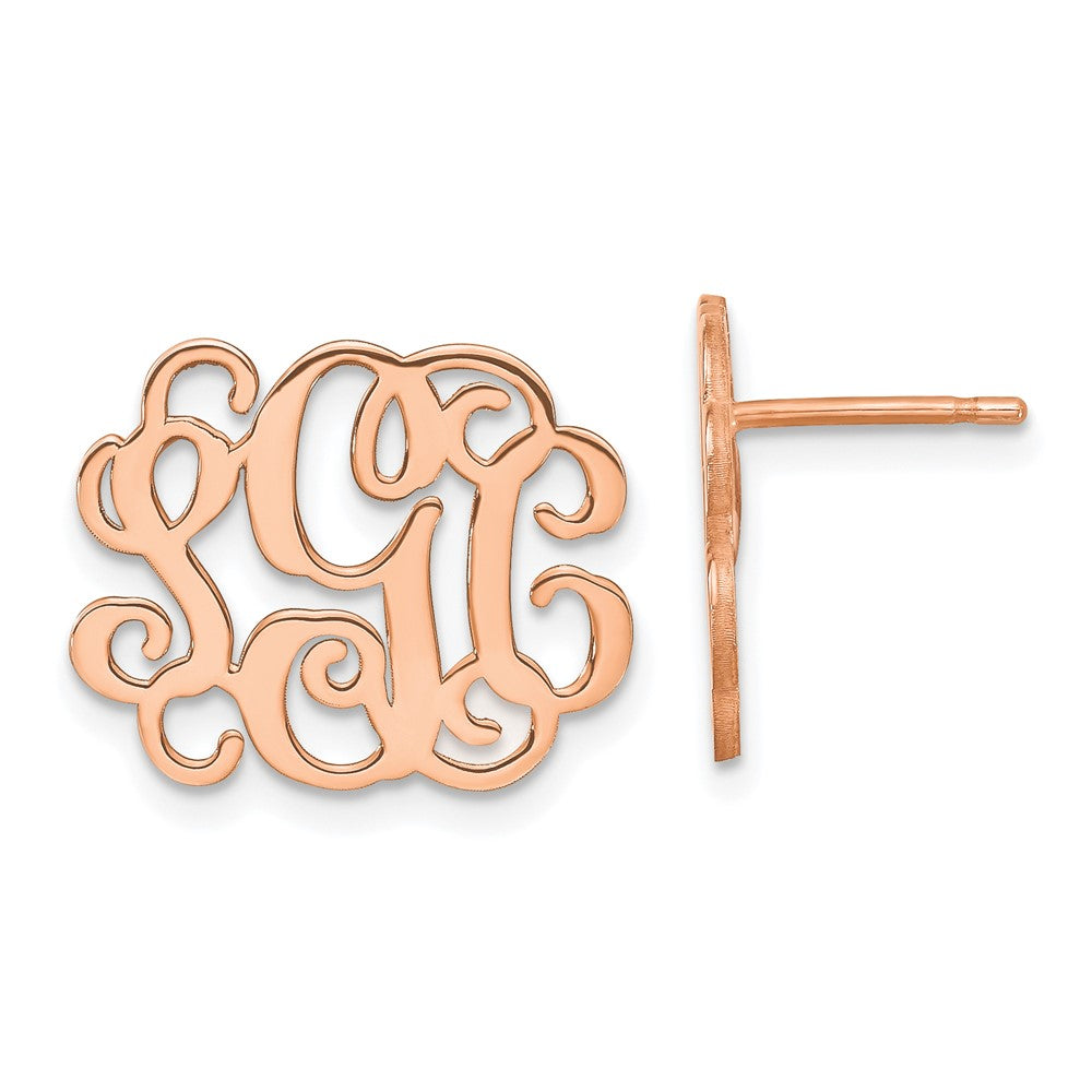 Roségoldbeschichtet Sterlingsilber /rose Monogramm Ohrstecker