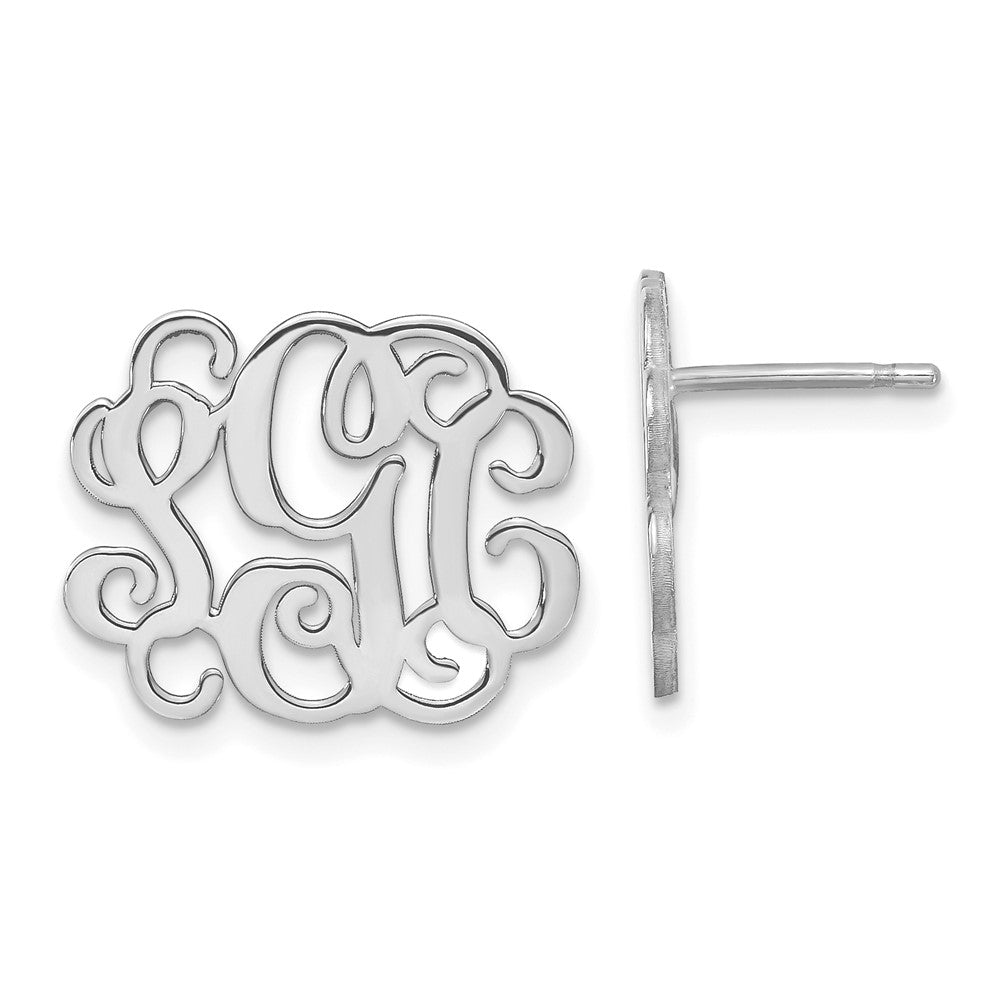 14K Weißgold Monogramm Ohrstecker