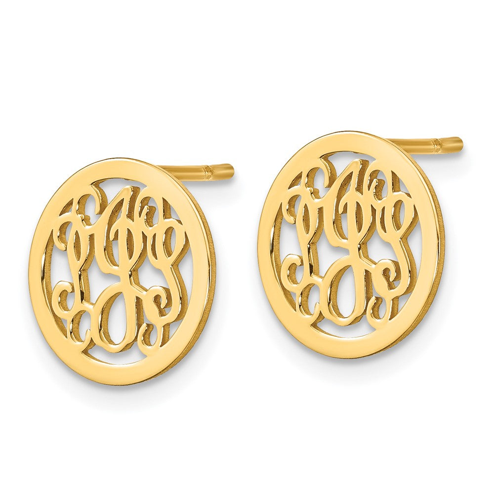 Vergoldet Sterlingsilber /gold Klein Rund Monogramm Ohrstecker