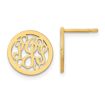 Vergoldet Sterlingsilber /gold Klein Rund Monogramm Ohrstecker