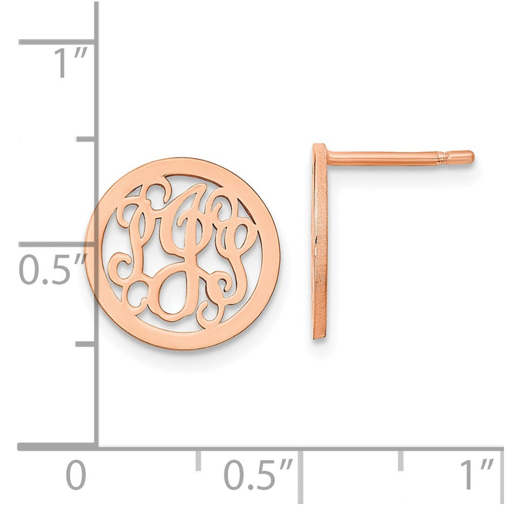 Roségoldbeschichtet Sterlingsilber /rose Klein Rund Monogramm Ohrstecker