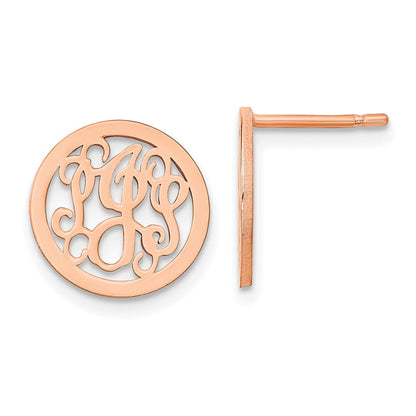 Roségoldbeschichtet Sterlingsilber /rose Klein Rund Monogramm Ohrstecker