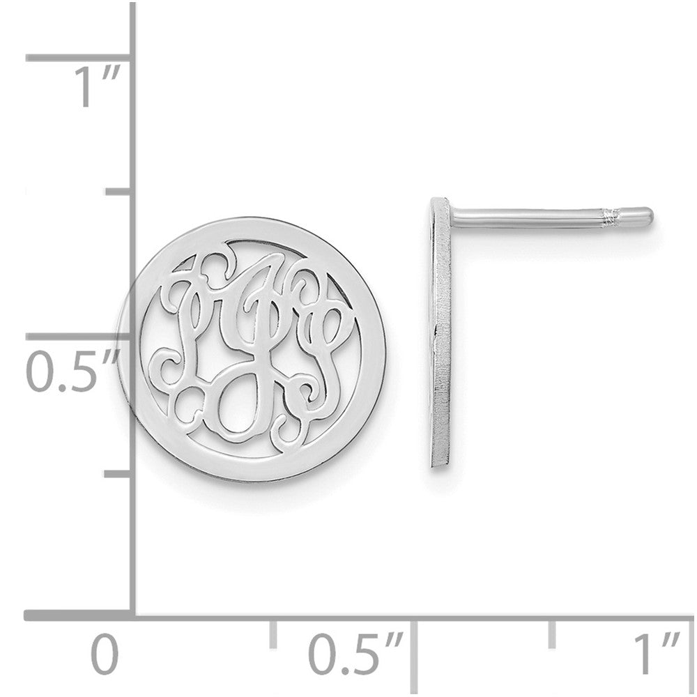 Sterlingsilber Rhodiniert Klein Rund Monogramm Ohrstecker