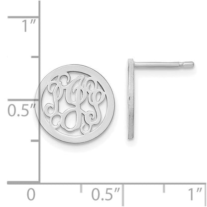 Sterlingsilber Rhodiniert Klein Rund Monogramm Ohrstecker